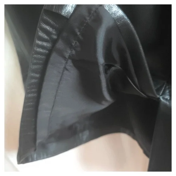 Bettina Vintage Black Genuine Leather Midi Skirt Elastic Waist Womens M US 8